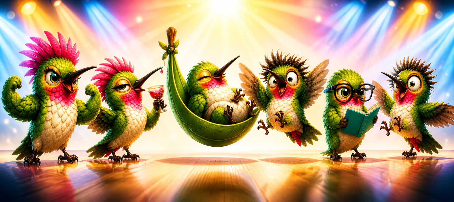 The Hummingbird Crew on stage